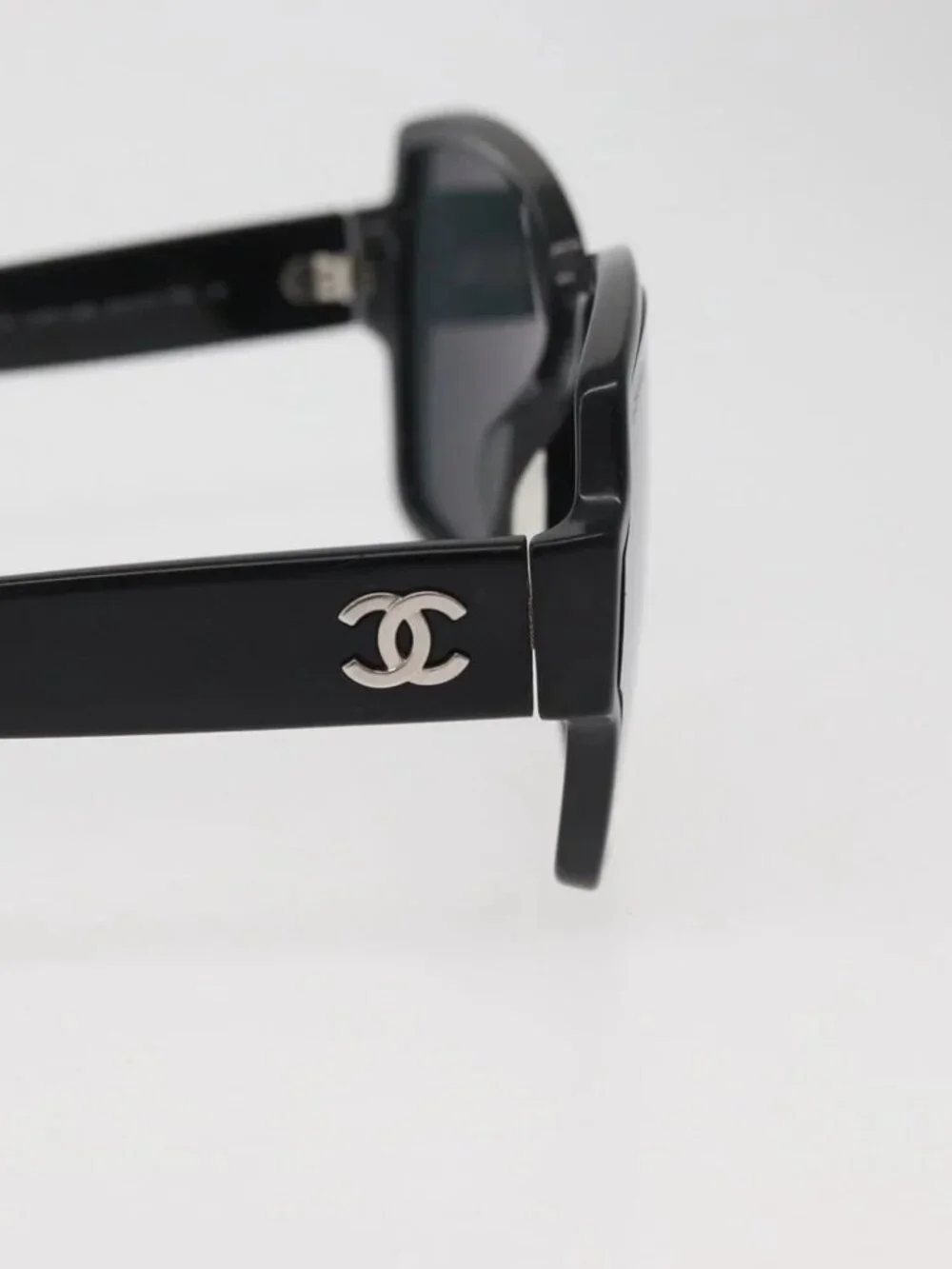 CHANEL COCO Mark Sunglasses plastic Black 5385-A CC Auth BA11986